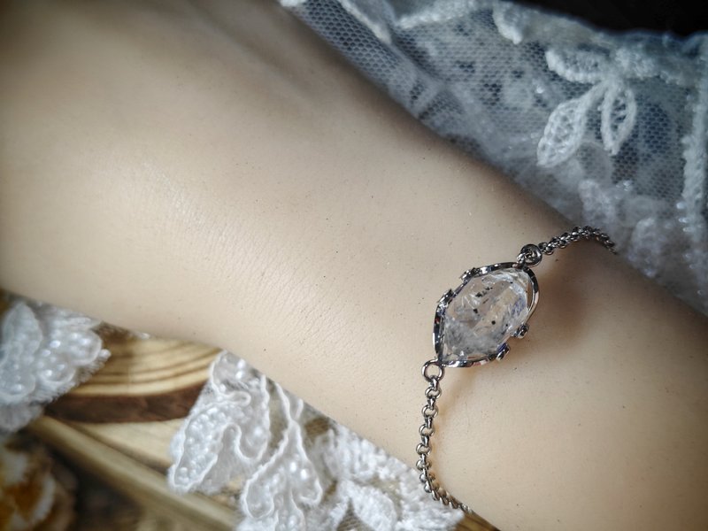 天然闪灵钻|流沙|双尖|925银|Herkimer Diamond| - 手链/手环 - 水晶 