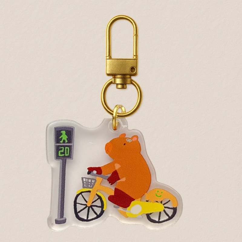 压克力吊饰-黑豚骑UBIKE 40mm写实风格插画 - 吊饰 - 压克力 