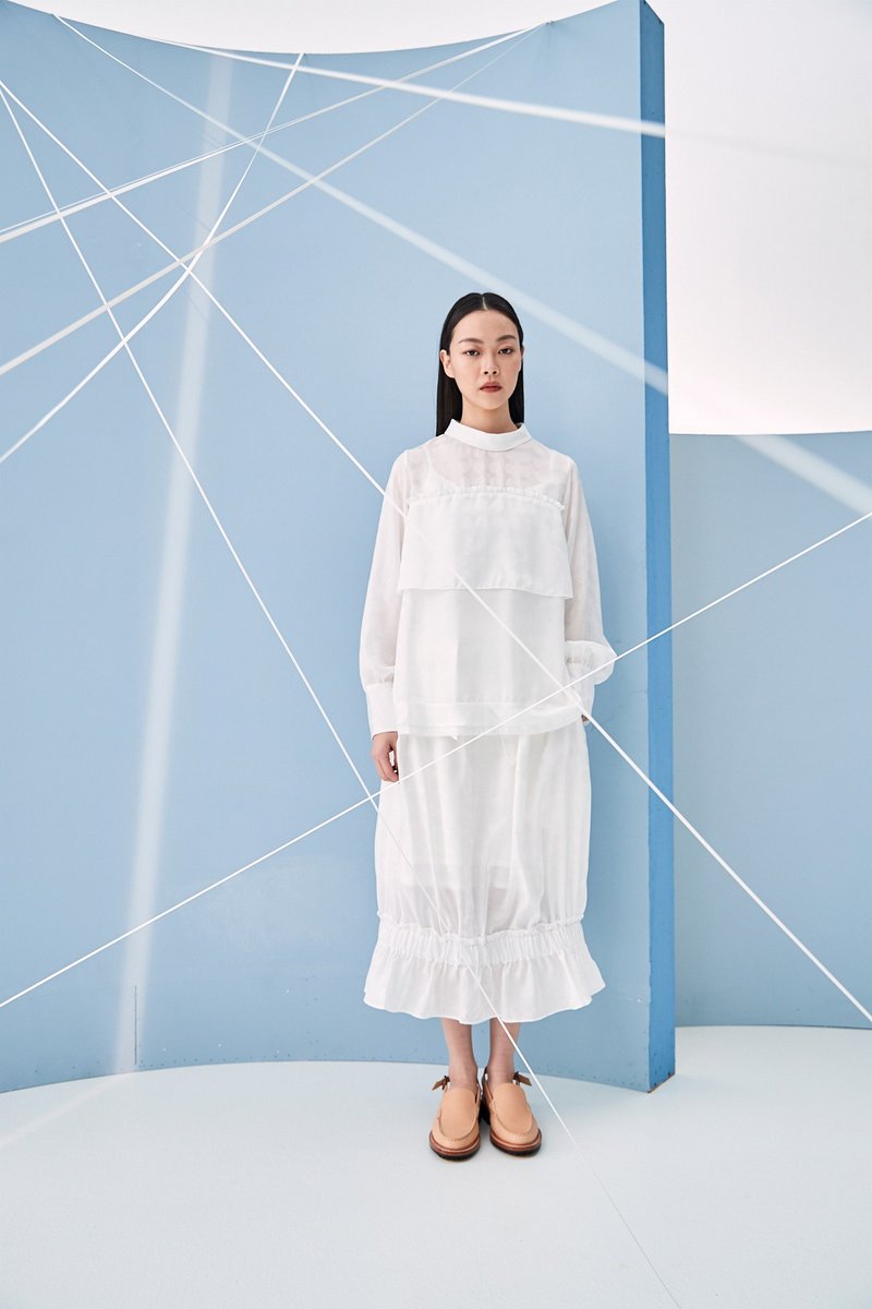 圈圈水母裙 - 裙子 - 聚酯纤维 白色