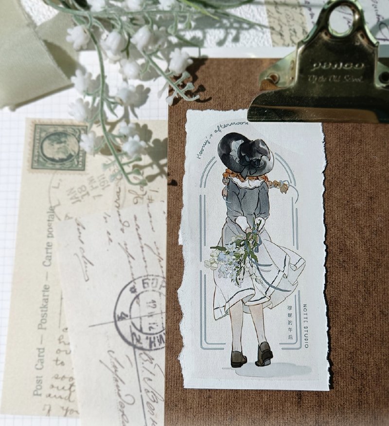 穆妮的午后 西洋少女 水彩塩顏繪畫 PET 和紙膠帶 10米卷 台灣製 - 纸胶带 - 其他材质 多色