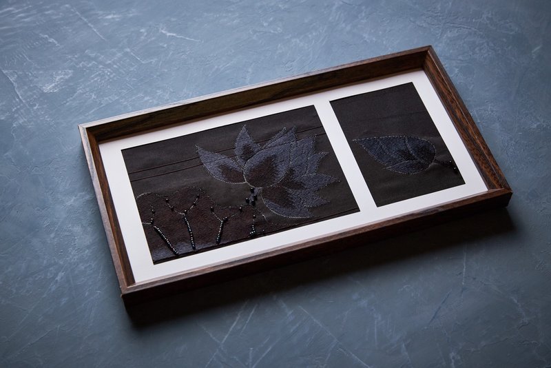 Kimono Art - Obi with bead (beaded) embroidery - - 海报/装饰画/版画 - 环保材料 黑色