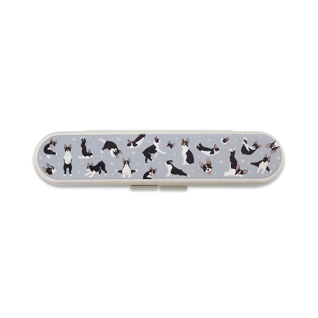 环保餐具套装-动物-斗牛犬瑜伽 - 餐刀/叉/匙组合 - 其他材质 