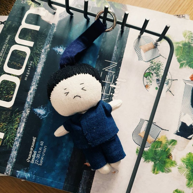 Dek pinto Key chain - 吊饰 - 棉．麻 蓝色