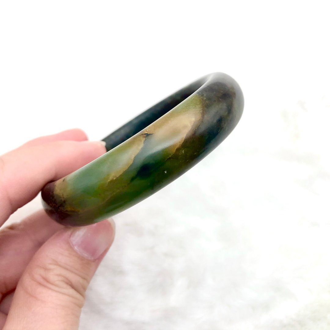 极光-天然岫玉手镯玉镯/礼物/圈口51.52.53/特色料 - 手链/手环 - 玉石 黑色