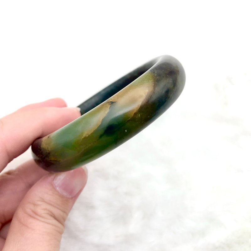 极光-天然岫玉手镯玉镯/礼物/圈口51.52.53/特色料 - 手链/手环 - 玉石 黑色