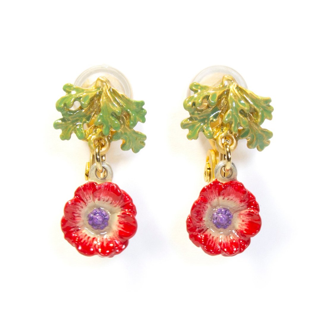 Anemone Clip-On Anemone EA148 - 耳环/耳夹 - 其他金属 红色