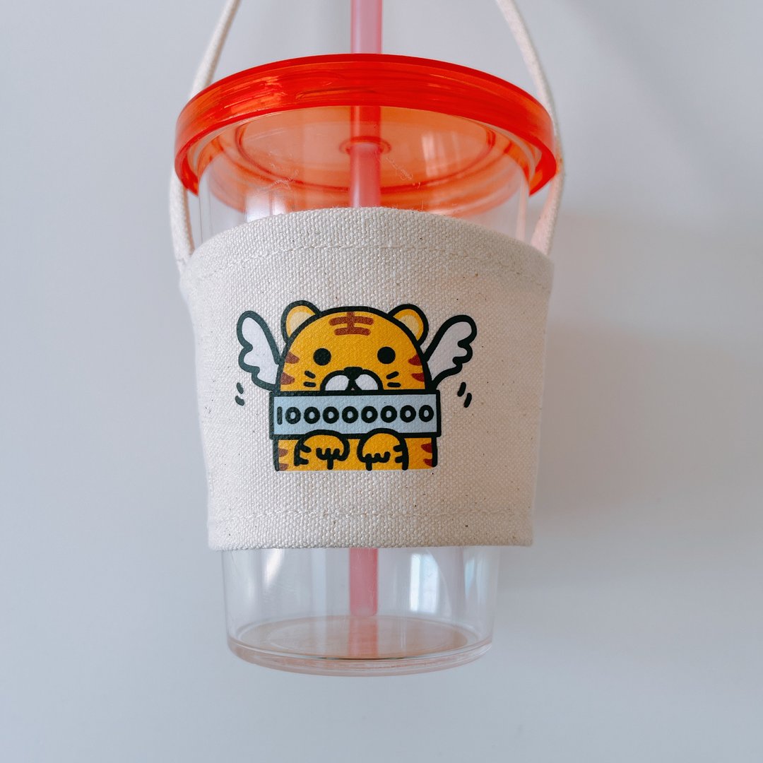 如虎添亿 老虎 环保杯袋 饮料袋 咖啡袋 - 随行杯提袋/水壶袋 - 其他人造纤维 白色