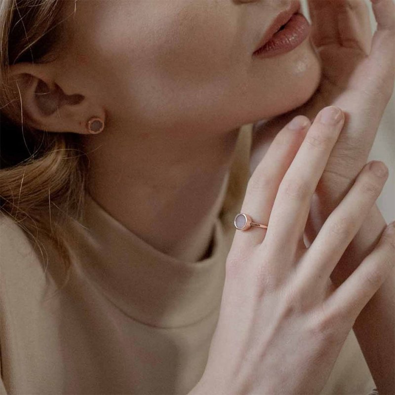 圆形紫玉小戒指 - 天然翡翠 - 保证A玉 - 戒指 - 玉石 粉红色