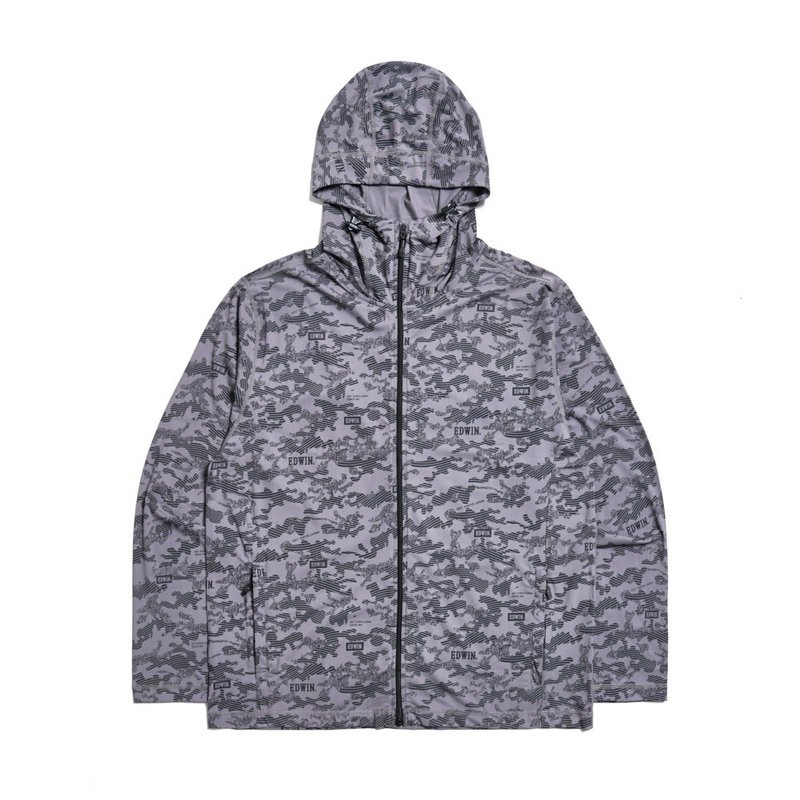EDWIN 男款 凉爽系列 凉爽纤维连帽外套 (黑灰色) #上衣 - 男装外套 - 棉．麻 灰色