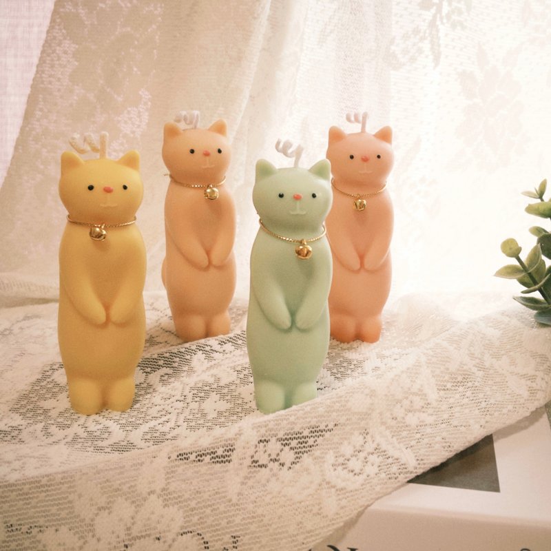 可爱猫咪造型蜡烛 立正猫咪蜡烛 猫咪香氛蜡烛 定制化香氛蜡烛 - 蜡烛/烛台 - 蜡 多色