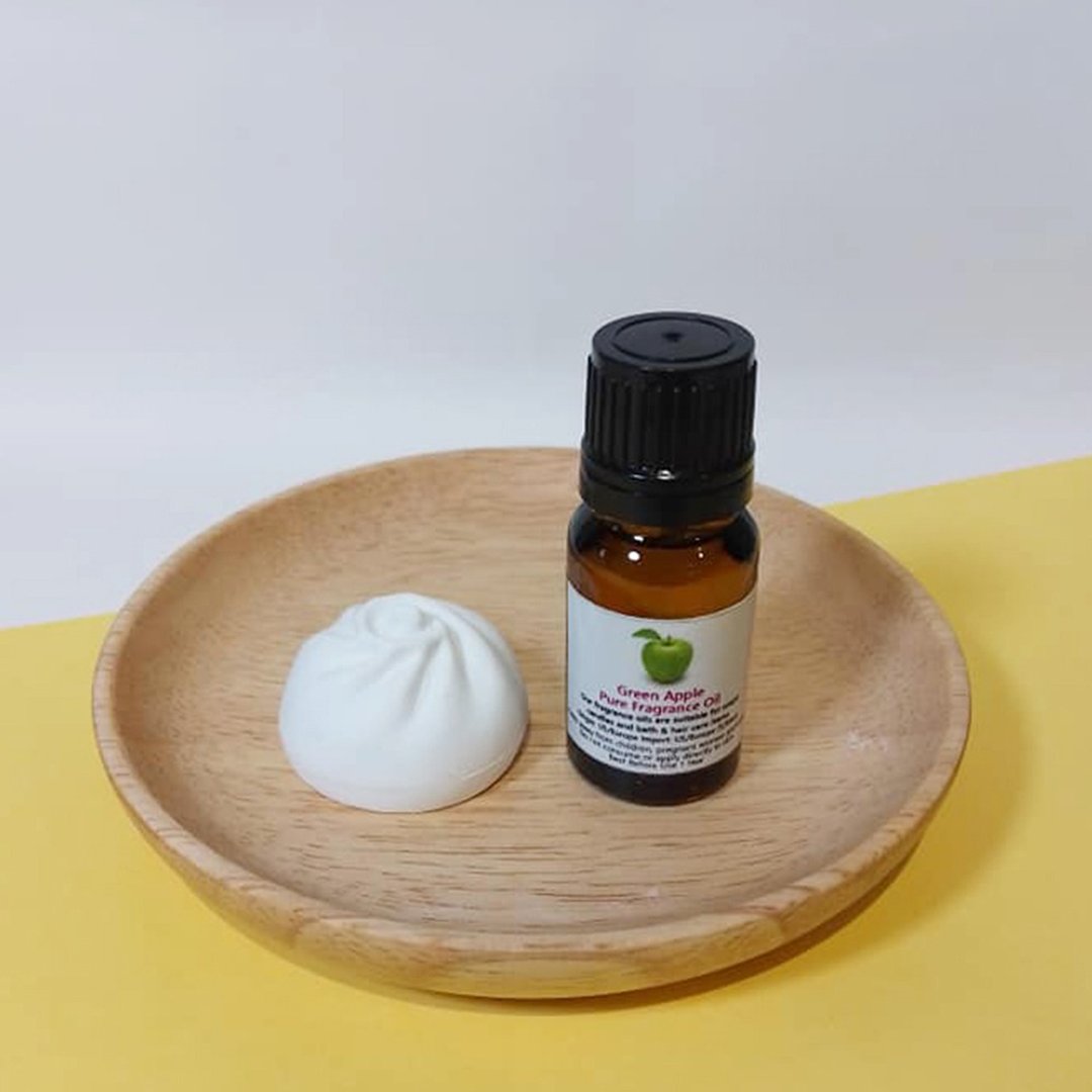 造型扩香石配香薰油(青苹果) - 香薰/精油/线香 - 其他材质 白色