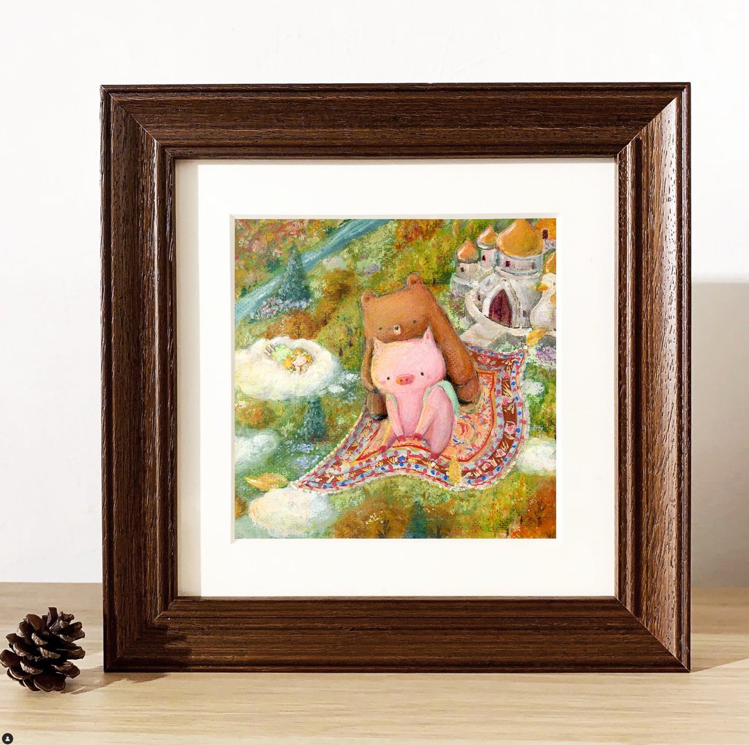 【印刷画/原画】Little Bear & Pig - Journey of the Wind 风旅 - 海报/装饰画/版画 - 其他材质 