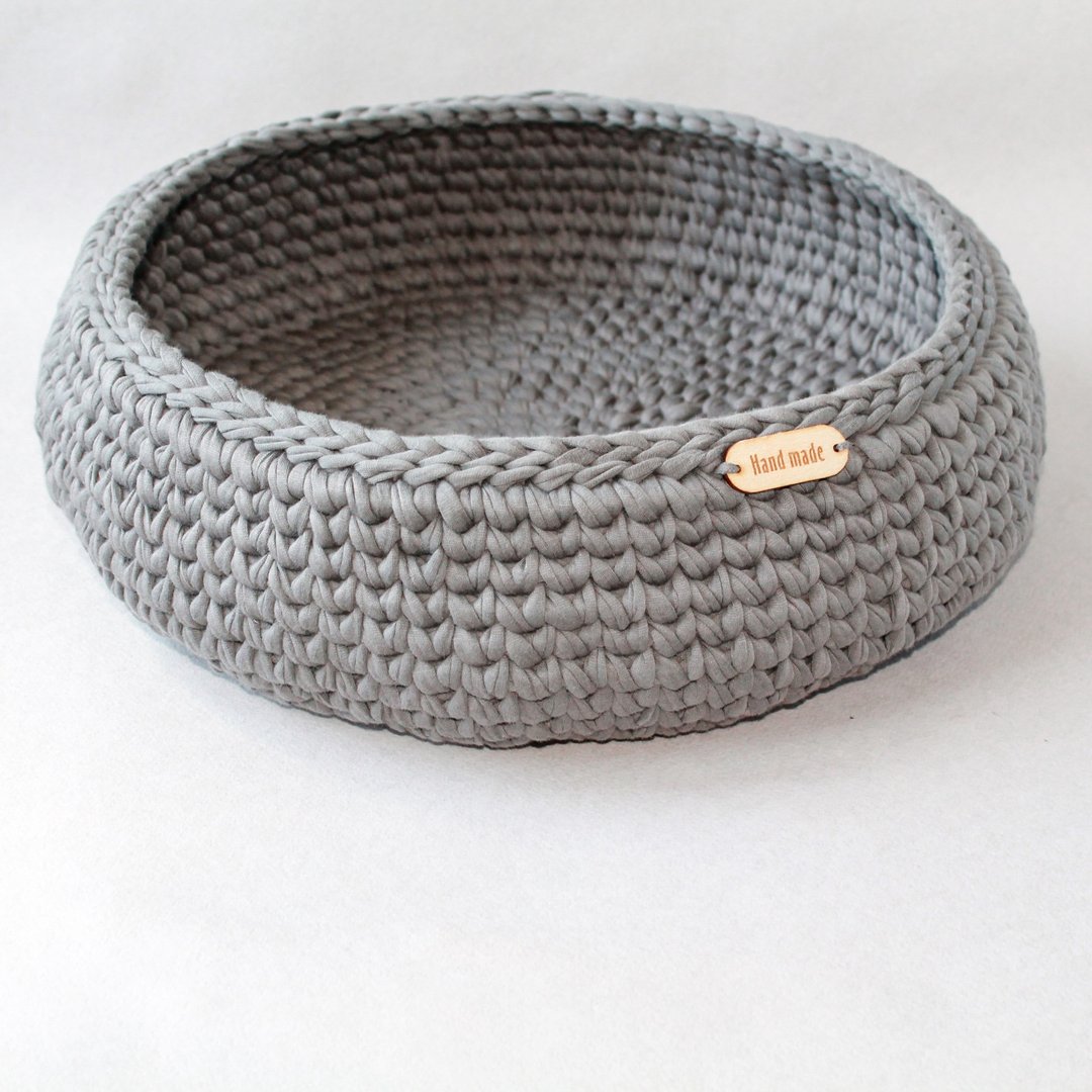 Stylish Cat House, Cozy Large Cat Bed, Lover Cat, Gray Cat Bed, Large Crochet - 玩具 - 棉 灰色