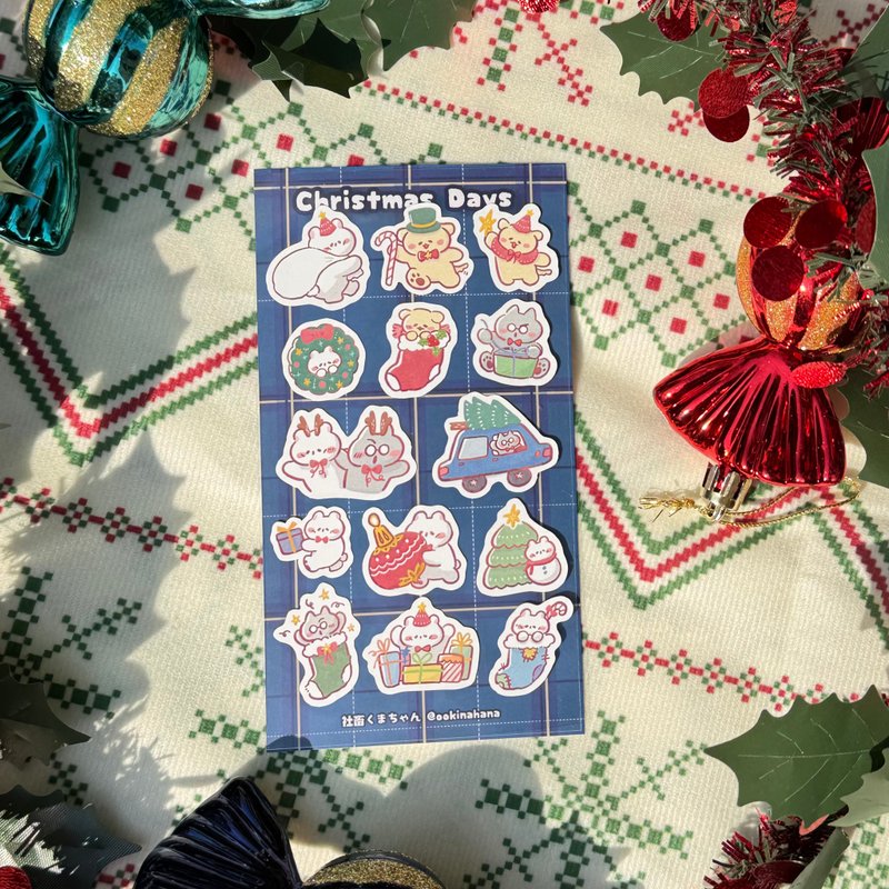 【社畜小熊贴纸】圣诞派对C - 贴纸 - 纸 白色