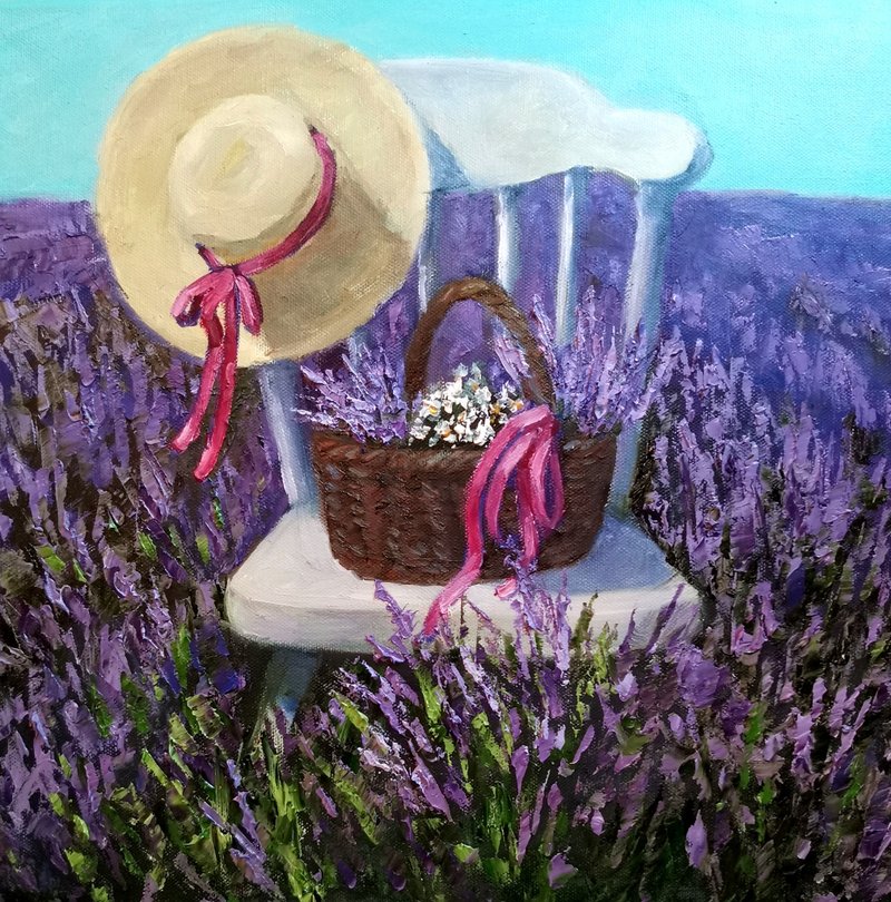 薰衣草画  Lavendder Oil Painting Original Art France Provence 普罗旺斯绘画 - 海报/装饰画/版画 - 其他材质 紫色