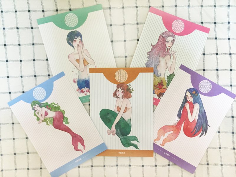 亚特兰提斯信念祝福人鱼明信片套组-5入 - 卡片/明信片 - 纸 蓝色