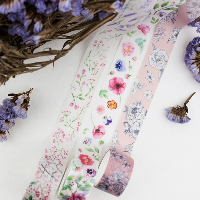2cm纸胶带 - 爱花套组 - 3卷入 - 春季限定 - 纸胶带 - 纸 多色