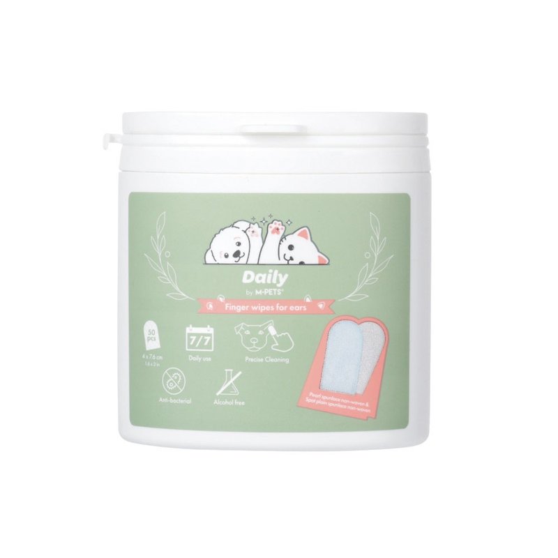 【MPETS】保持干净的耳朵~用完即丢!宠物日常双面洁耳指套50入 - 其他 - 其他材质 多色