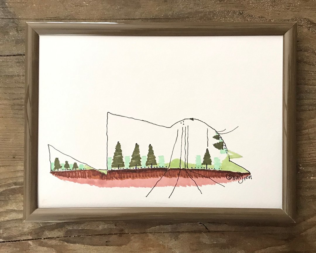 虎斑森林/手绘 装饰 猫 喵 森林系 大地色 想像风景 远山 近树 家 - 海报/装饰画/版画 - 纸 绿色