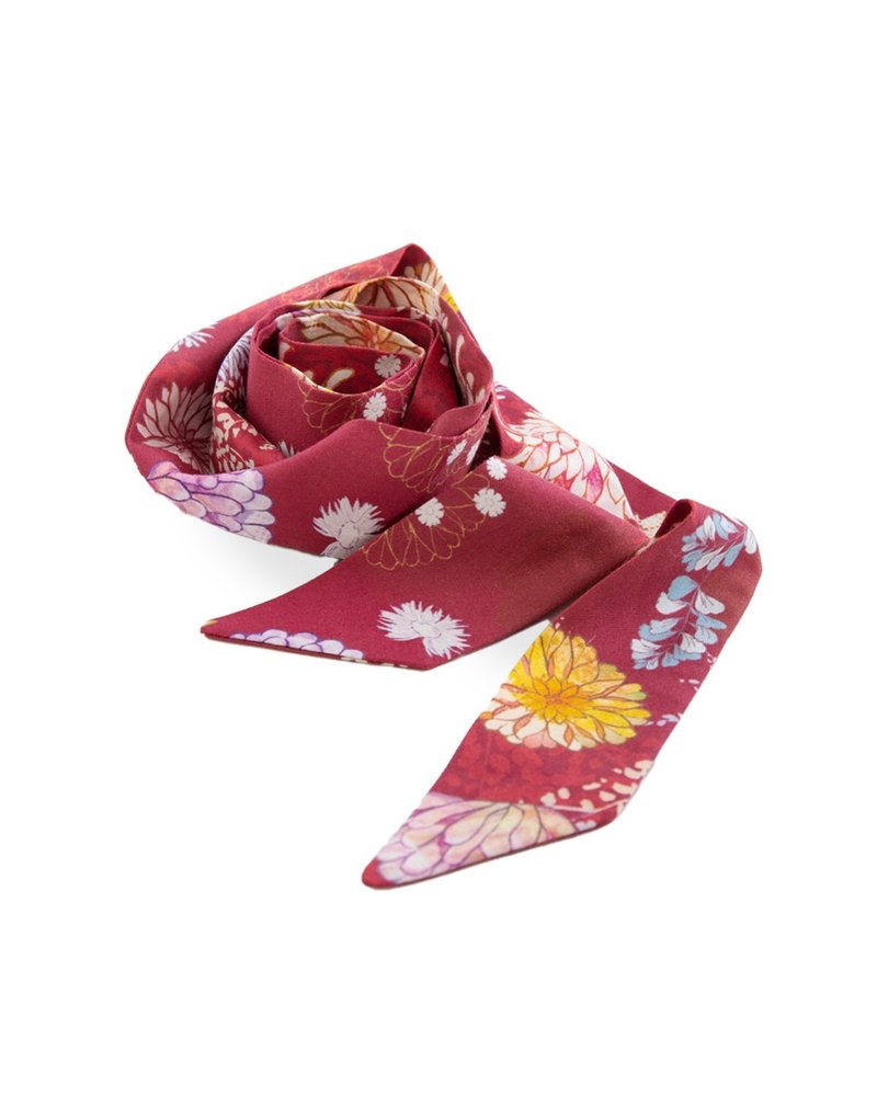 【波丽印花】公主绑带 发饰 领巾 莫代尔棉 绯红色 - 丝巾 - 棉．麻 红色