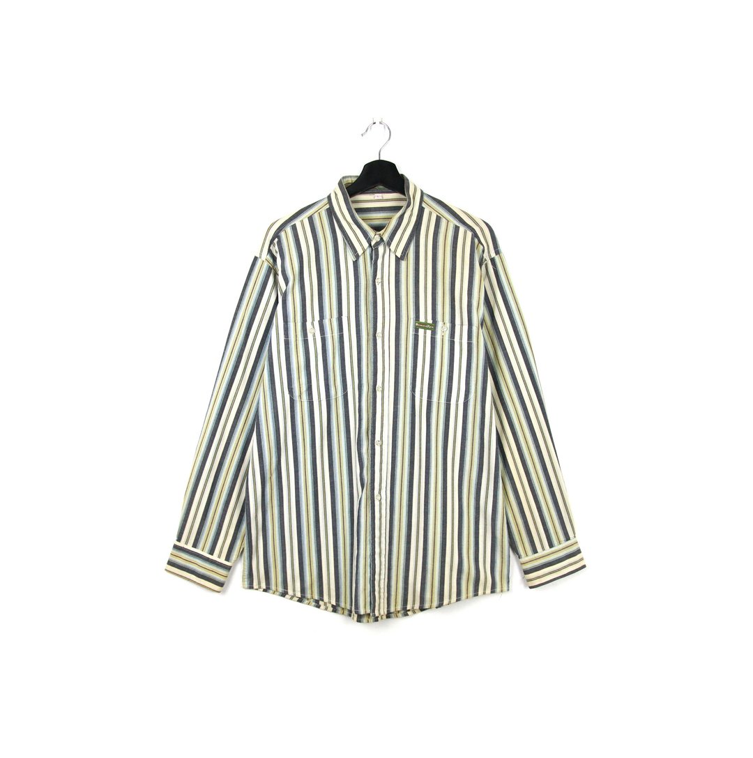 Back to Green::多色条纹衬衫 蓝绿 //vintage shirt - 男装衬衫 - 丝．绢 