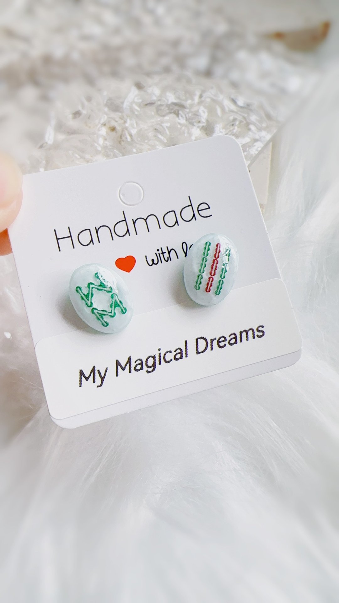 Oval Tiny Mahjong Resin Earrings | 树脂耳环 - Randomly - 耳环/耳夹 - 树脂 
