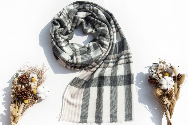 喀什米尔Cashmere 针织围巾 纯羊毛围巾 手织围巾 编织围巾-日本 - 围巾/披肩 - 羊毛 灰色