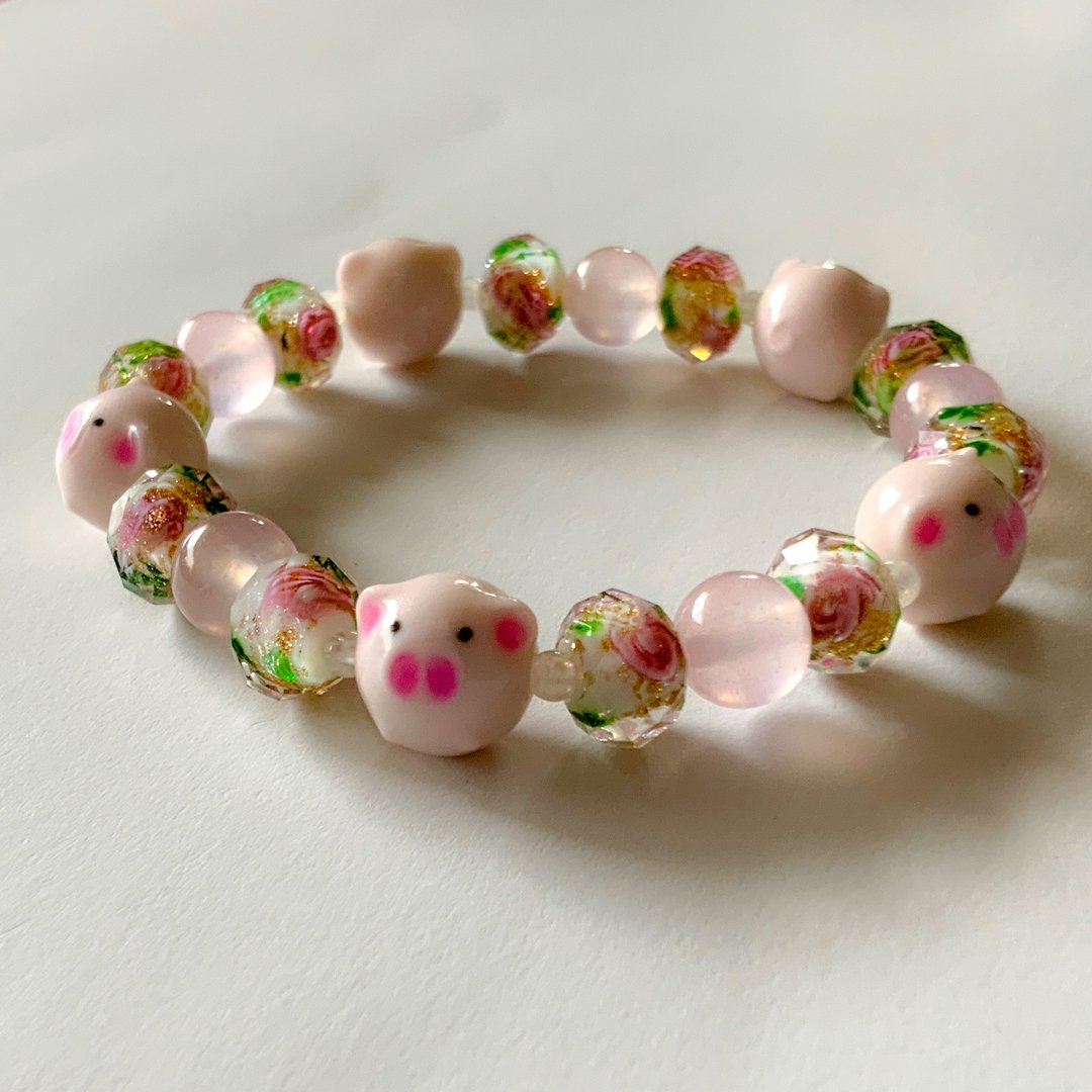 定制 Tomball 花园猪手链 - 手链/手环 - 塑料 粉红色