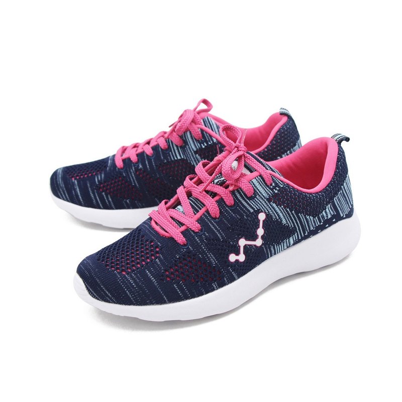 WALKING ZONE 天痕系列飞线编织慢跑休闲鞋女鞋-深蓝(另有黑) - 女款休闲鞋 - 聚酯纤维 