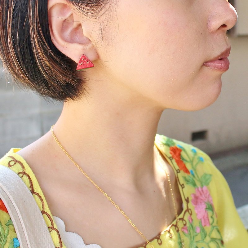 Dragon Melon Dragon Melon Earrings PA 447 - 耳环/耳夹 - 其他金属 红色