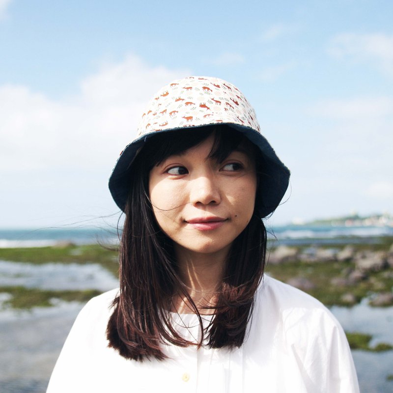 双面帽子 _ 小麋鹿 - 帽子 - 棉．麻 咖啡色