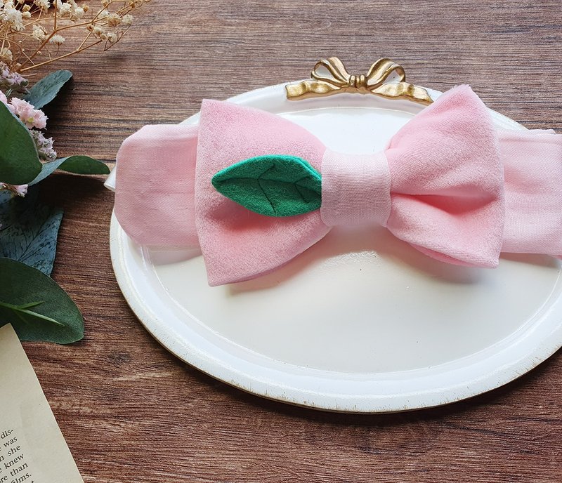 蜜桃叶子  - 宝宝立体蝴蝶结发带 - 婴儿帽/发带 - 棉．麻 粉红色