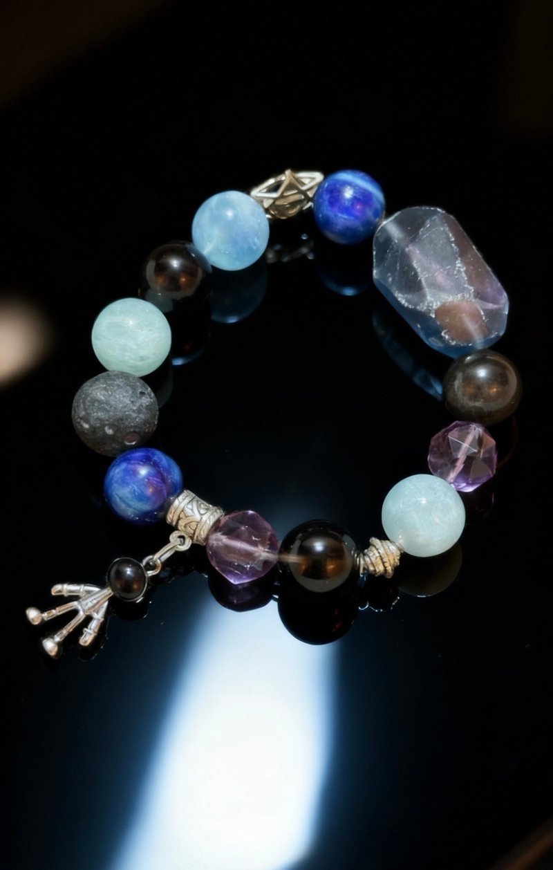 Crystal.EAA 设计款水晶手链 深空探测器 蓝晶秘境 海蓝宝 蓝萤石 - 手链/手环 - 水晶 蓝色