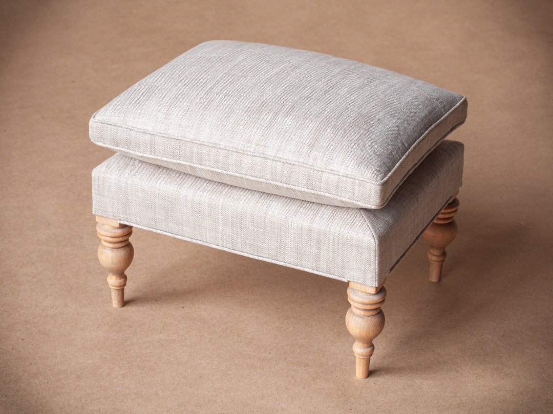 1/4 scale Doll Ottoma, Natural Color Linen Upholstery, Doll Seat, Bjd Furniture - 玩偶/公仔 - 木头 灰色