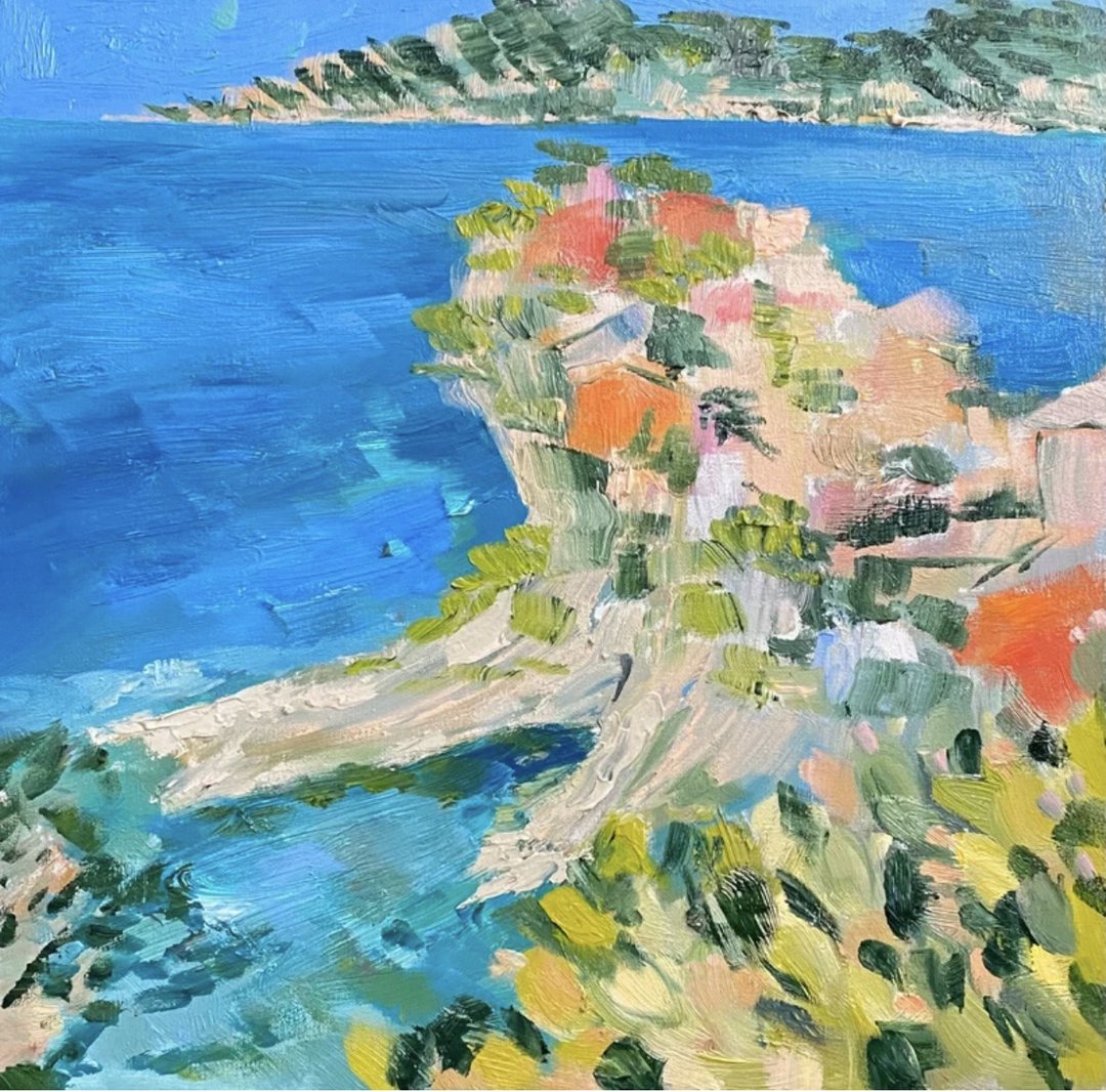 海岛原创油画画布面板抽像印象派艺术海景画海洋艺术抽像风景自然 - 墙贴/壁贴 - 其他材质 蓝色