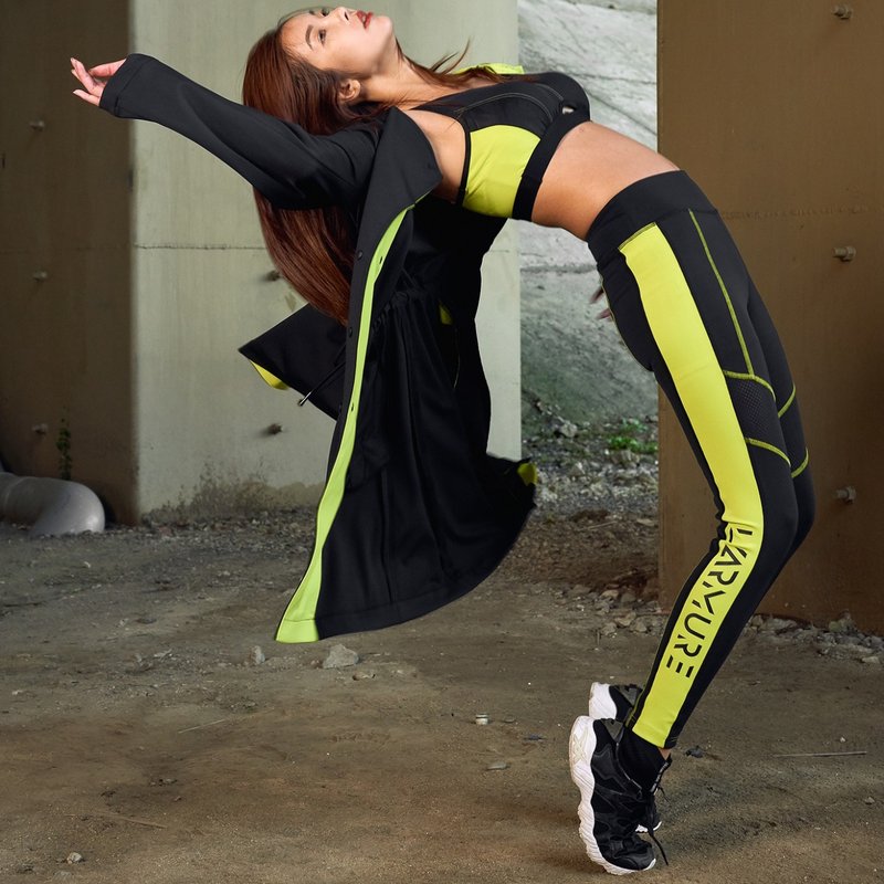 TCool 撞色LOGO紧身裤 (萤光绿) - 女装长裤 - 其他材质 绿色