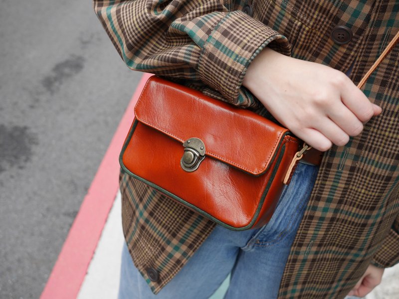 拉骨布朗尼 - 侧背包/斜挎包 - 真皮 咖啡色