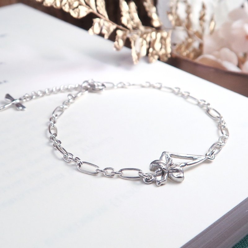 鸢尾花 双鱼座 星座花 925纯银手链 女生手链 生日礼物 - 手链/手环 - 纯银 银色