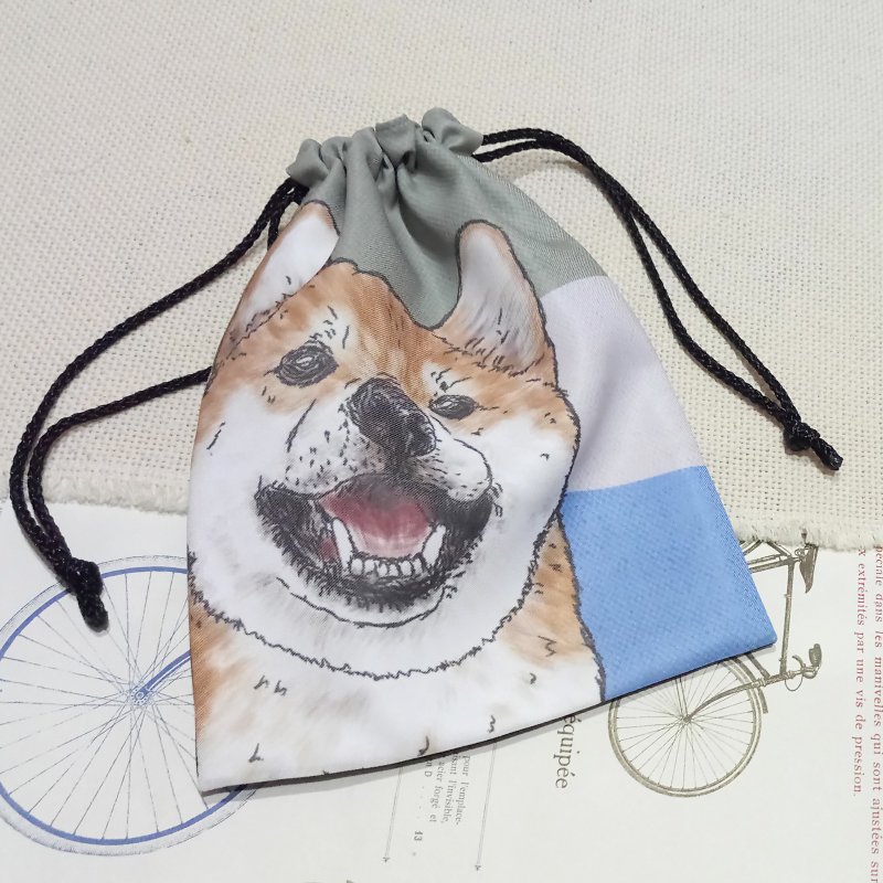 柴犬_单面-束口袋(大)-行李收纳袋/化妆包 - 化妆包/杂物包 - 聚酯纤维 