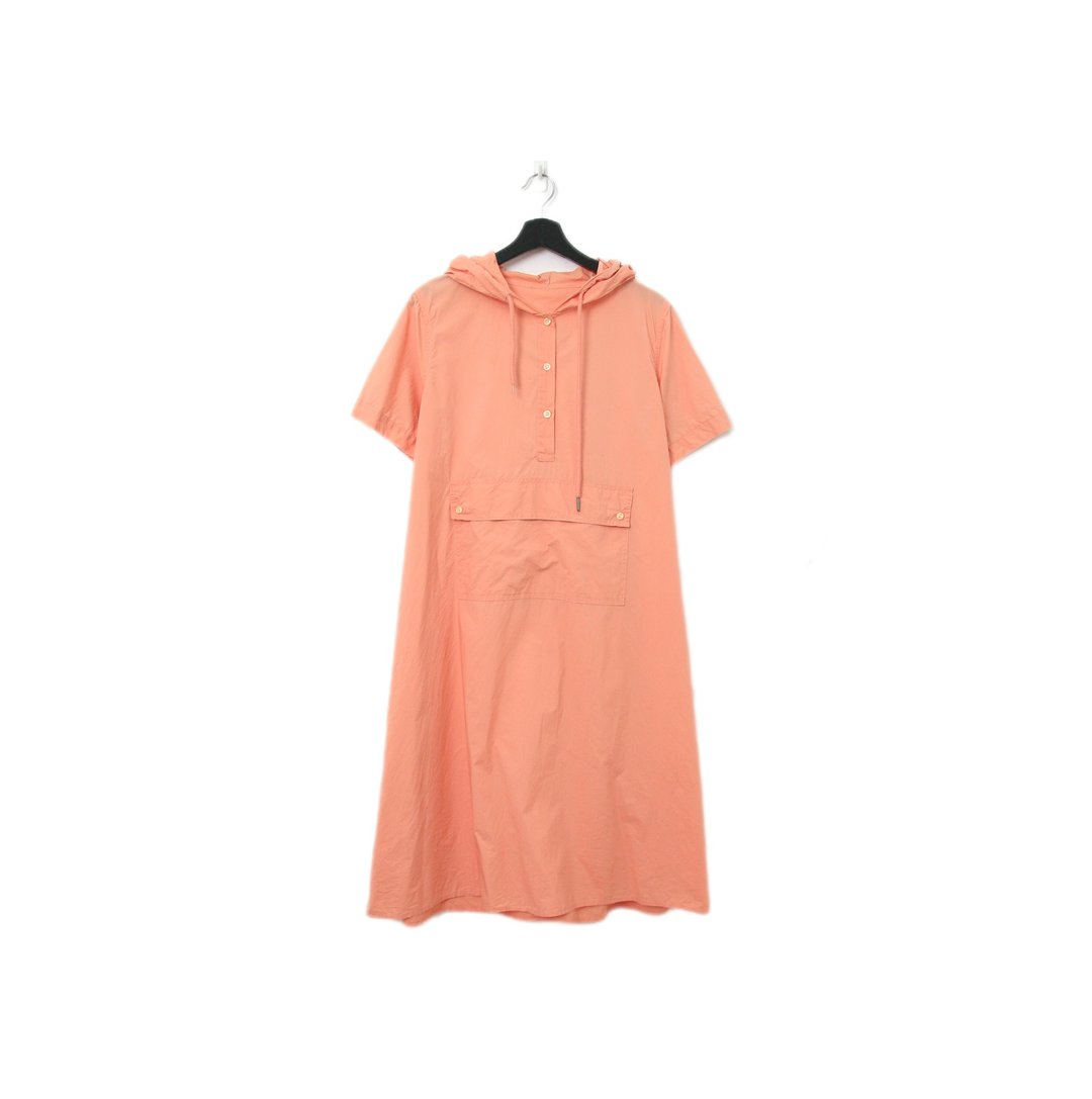 Back to Green-复古长洋装 鲑鱼粉 连帽洋装Ls-51//vintage dress - 洋装/连衣裙 - 棉 