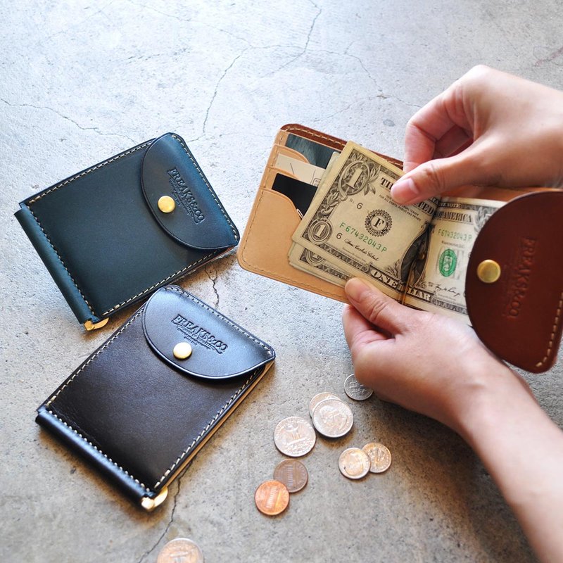 Money clip bill scissors wallet Tochigi leather 5 colors available - 皮夹/钱包 - 真皮 蓝色