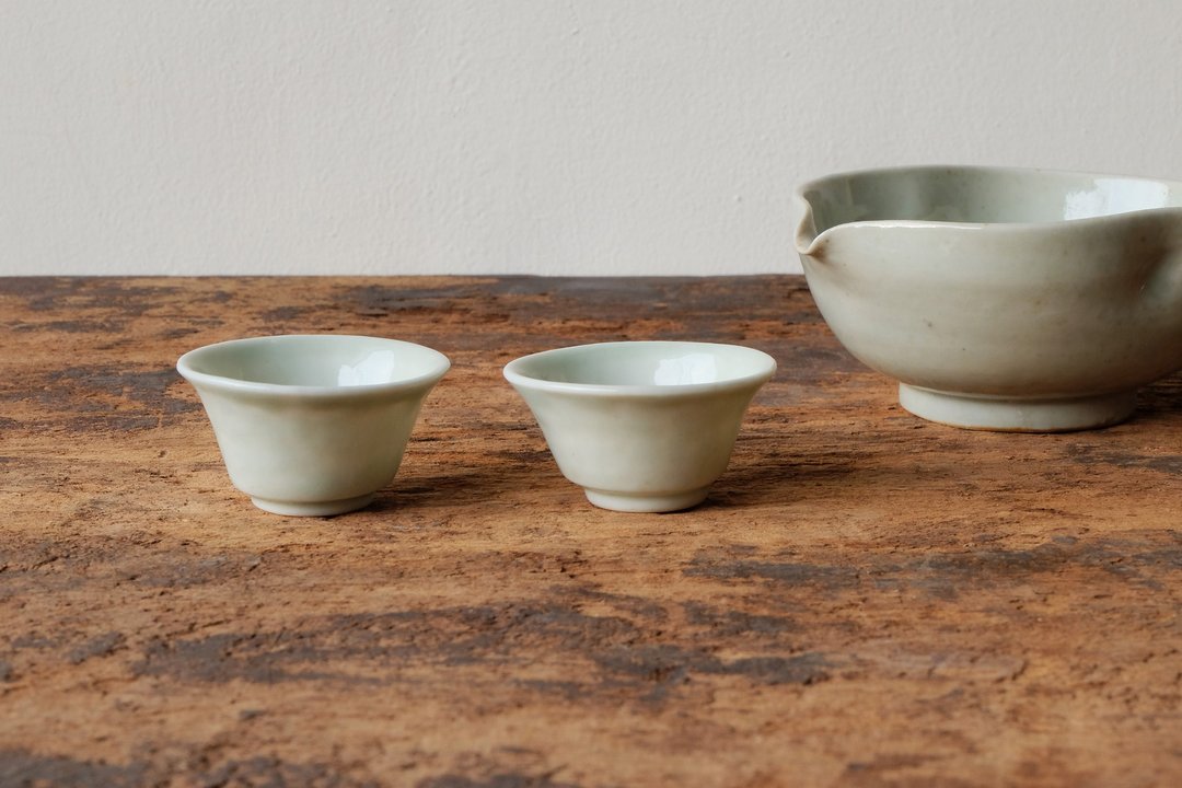 手工白瓷品茗杯 2入一组 - 茶具/茶杯 - 瓷 绿色