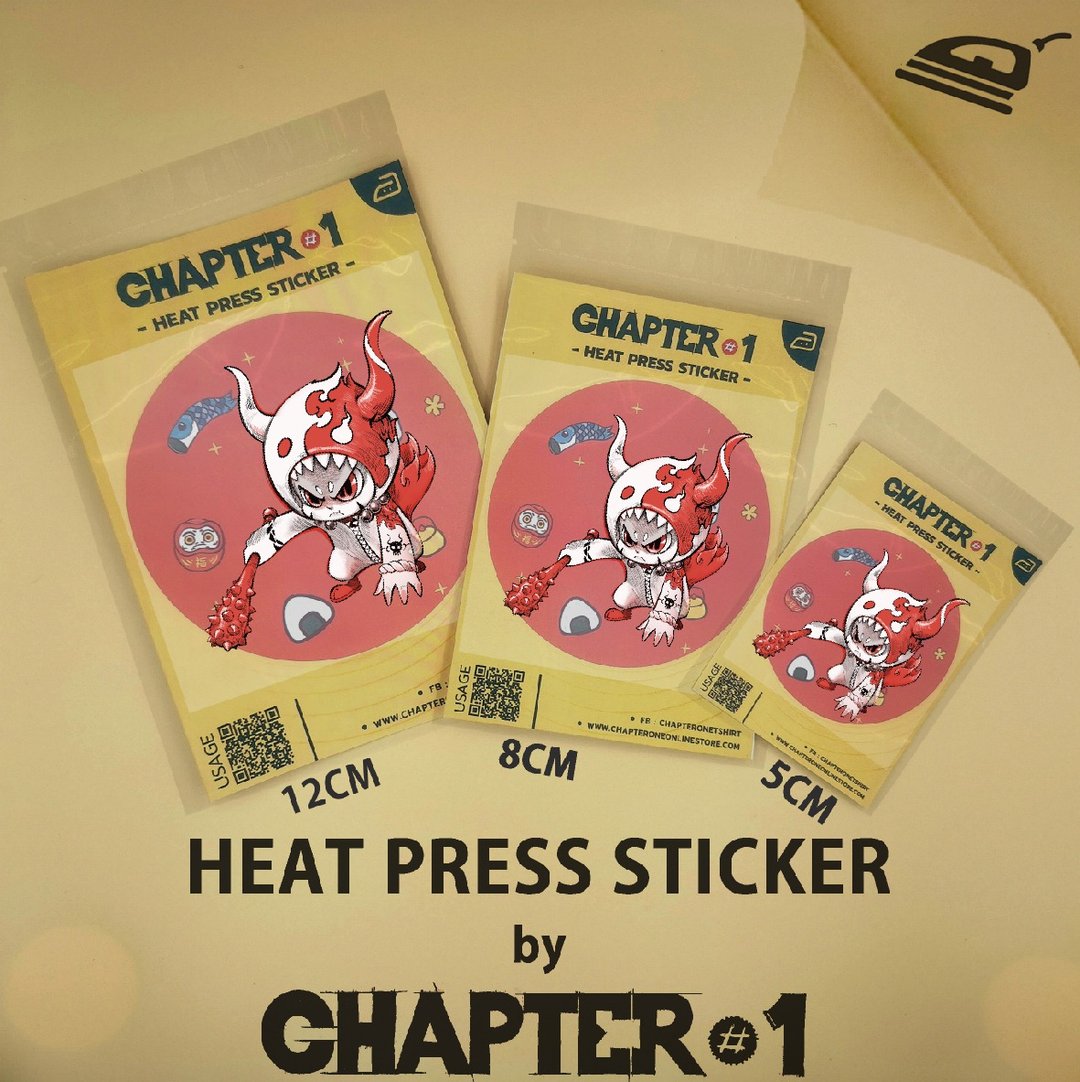 Oni Head Demidomi Heat Press Sticker 5, 8, 12 cms - 其他 - 其他材质 白色
