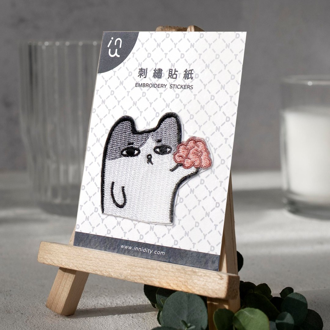 猫 / 今天带脑了 / 刺绣贴纸 - 贴纸 - 绣线 多色