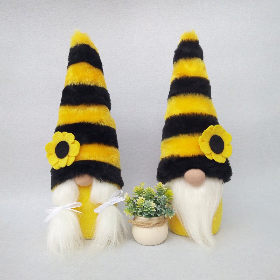 Bumblebee Bee Gnome Flower Gnome Farmhouse Gnome Spring Summer Gnome Doll Stuffe - 玩偶/公仔 - 其他材质 