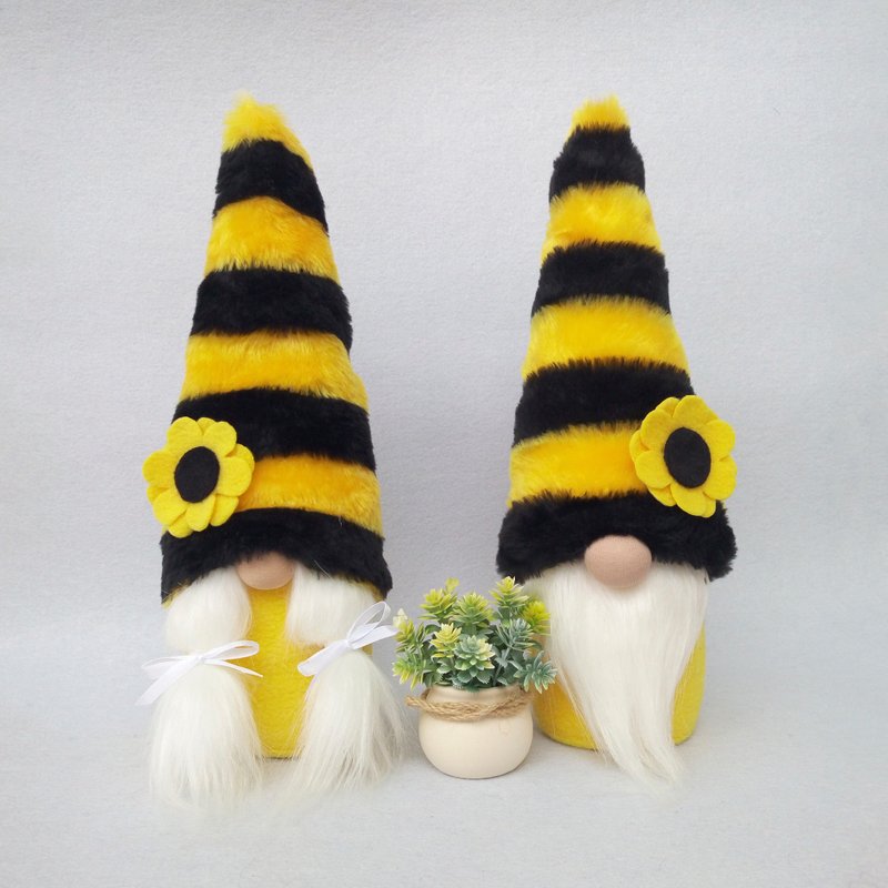 Bumblebee Bee Gnome Flower Gnome Farmhouse Gnome Spring Summer Gnome Doll Stuffe - 玩偶/公仔 - 其他材质 