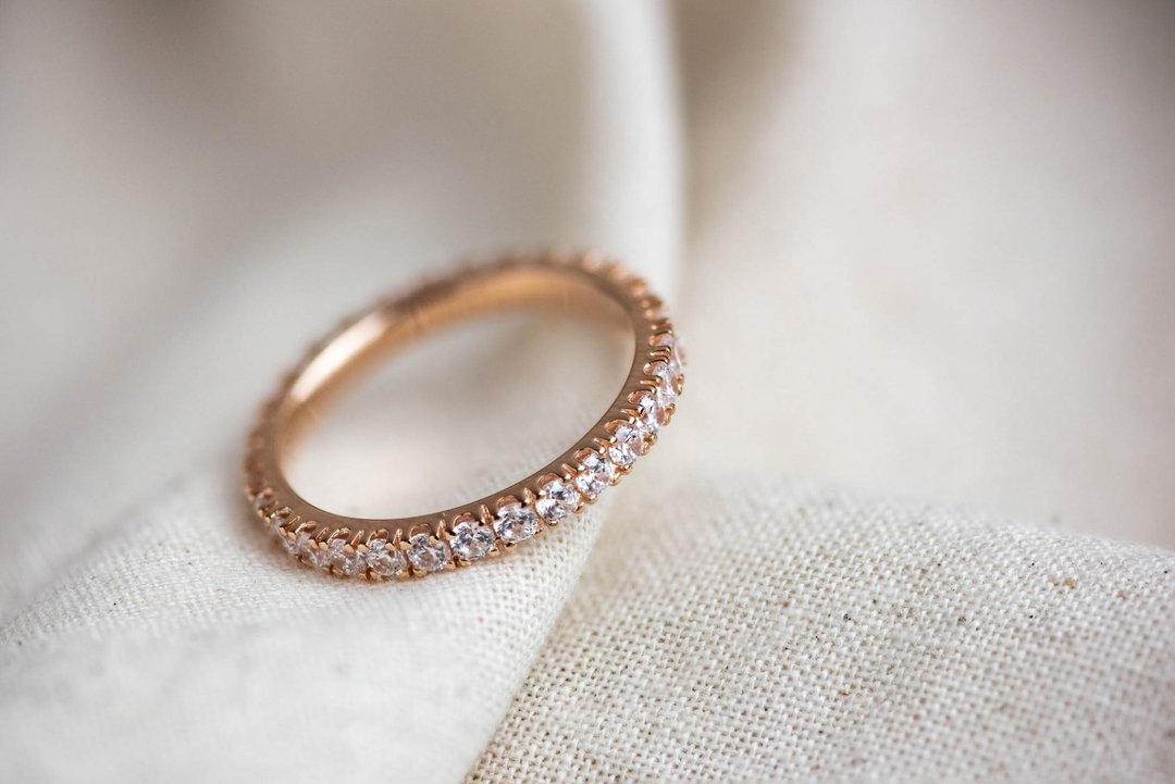 【日常婚戒】Your Wedding Band 钻石线戒 • 纯银厚镀18K金 - 戒指 - 纯银 粉红色