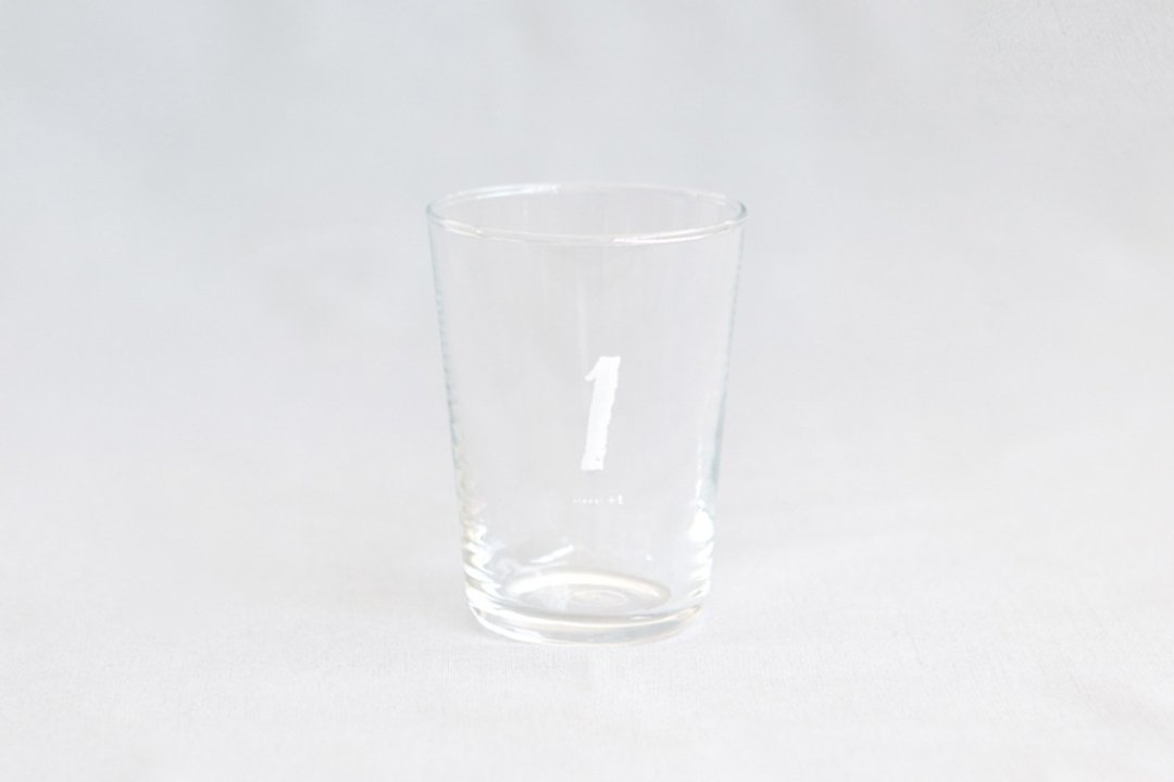 【+t企划】数字杯-白 1 - 玻璃杯 - 玻璃 透明