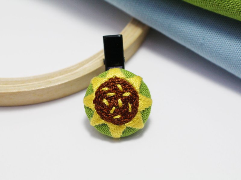 手作 刺绣 向日葵 发夹 - 发饰 - 绣线 多色