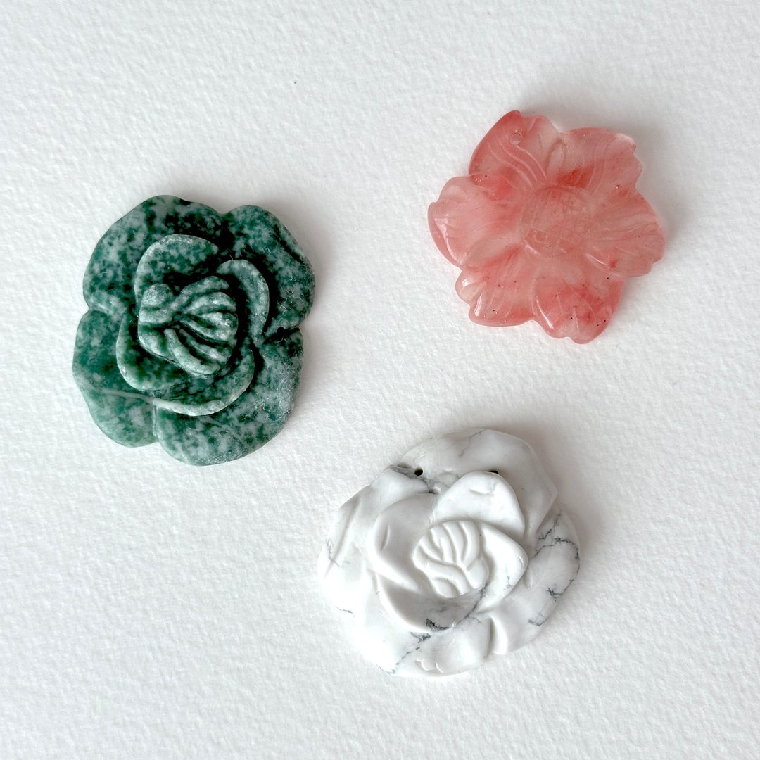 【原石】白松石|绿点石|樱桃晶|雕花摆设 办公室家中疗愈 - 摆饰 - 水晶 多色